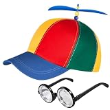 YHNMMNO Bonnet d'hélice coloré, casquette d'hélicoptère, casquette de baseball avec lunettes idiots pour adultes et enfants, bonnet d'hélice pour carnaval, fête à thème, fête, cosplay, taille réglable