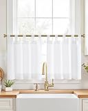 jinchan Linen Tier Curtains 24 Inch Farmhouse Tab Top Cafe Curtains Small Window...