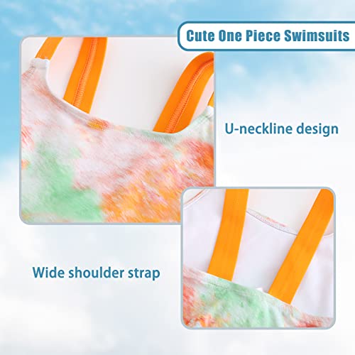 Image of Girls One Piece Swimsuits Tie Dye Bathing Suit for Girls Hawaiian Swimwear 3-16 Years