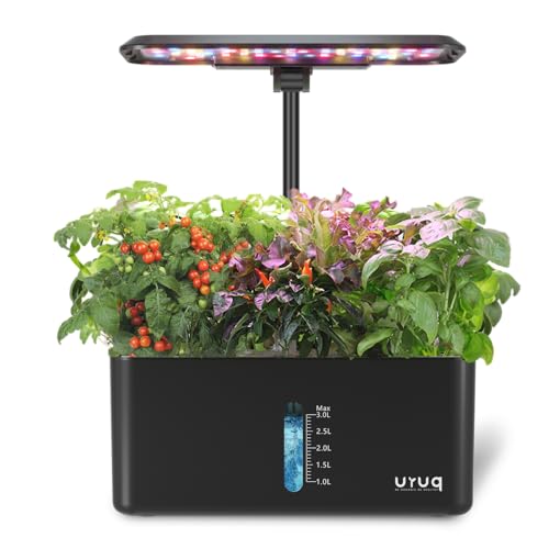URUQ Hydroponics Growing System Garden: 8 Pods Indoor Herb Garden with Grow Light Plants Germination Kit Quiet Automatic Hydroponic Height Adjustable - Gardening Gifts for Women Kitchen