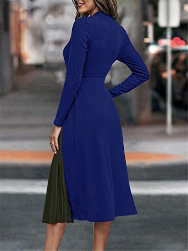 Robe de soirée plissée manches longues pour affiner la silhouette - 3