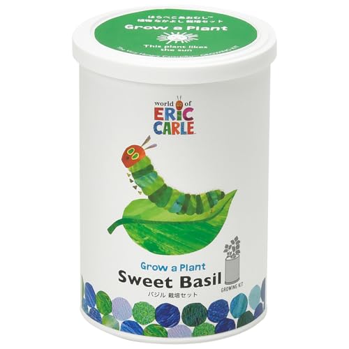 聖新陶芸 通年 家庭菜園 簡単 栽培キット バジル 香草 ハーブ 栽培セット (自由研究/食育) 鉢の径約7cm はらぺこあおむし なかよし HP-0202
