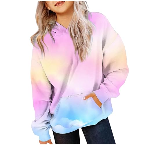Girls Oversized Hoodie Shirts Long Sleeve Gradient Color Casual Hooded Pullover Tops Loose Kids Preppy Clothes2