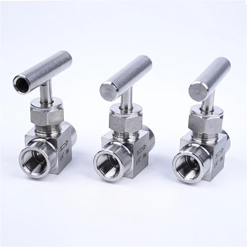 Válvula de aguja de 1/2" de acero inoxidable para regular caudales difíciles 5