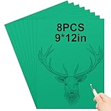 Yeaqee 8 Pcs 9 x 12 Inch Linoleum Block Rubber Carving Block Soft Linocut Blocks Large Linoleum Sheet Unmounted Lino Plates for Engraving Art Project Printmaking Artist Studio Supplies, Green