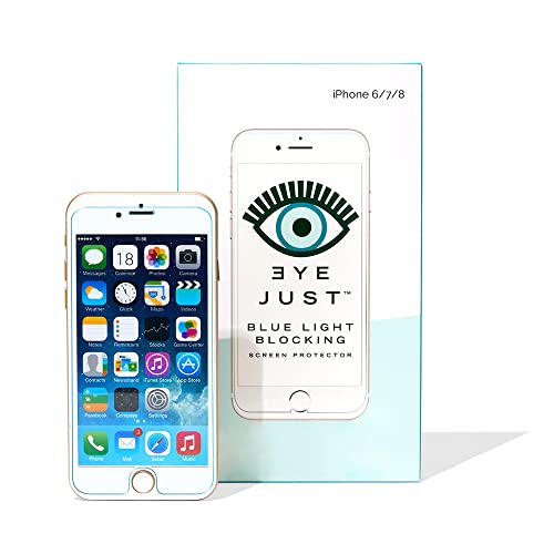 EyeJust Blue Light Blocking Screen Protector, Compatible with iPhone 6/7/8, Anti-UV Eye Protection, Relieve Eye Strain, Premium Full Screen Coverage