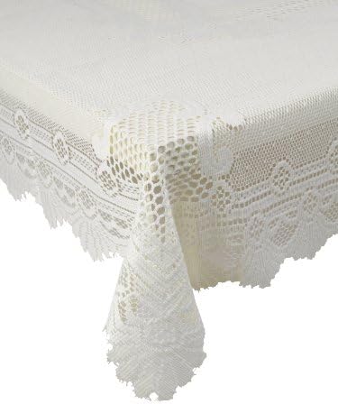 Monica Lace Tablecloth Traditional Rose Pattern Table Linen - 60” x 90” Oblong (Cream)