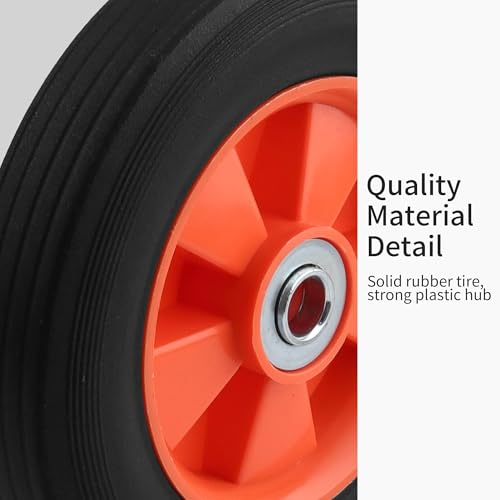 Image of 4 Pack 8 Inch Solid Rubber Replacement Wheels, Flat Free Hand Truck Tires with 5 /8 Inch Axle Hole, Hand Truck Replacement Wheels for Cart, Wagons, Wheelbarrow, Dolly, Trolley, 176 lbs Max Load