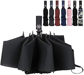 LANBRELLA Compact Travel Umbrella Windproof Auto Open Close - Black (Black)