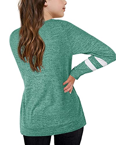 Image of Apbondy Girls Shirts Casual Long Sleeve Crewneck Loose Striped Sweatshirts Pullover Tops