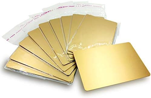 Metal Business Cards Anodized Aluminum Plaques 86X54X0.8mm, Golden, Blank,10PCS, 86X54X0.8mm (3.4X2.1X0.031 inch), Simple