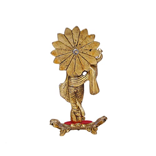 Image of KridayKraft Lord Krishna Standing Playing Flute Gold for Pooja Room Decorative for Home, Office & Table Gift for Have Corporate Gift,Diwali Gift,Wedding Gifts.
