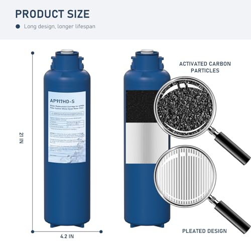 AP917HD-S AP904 Water Filter Replacement, Whole House Sanitary Quick Change Water Filter Cartridge Compatible with 3M Aqua-Pure AP917HD-S and AP904 System, Reduces Sediment, Odor, and Scale, 2 Pack
