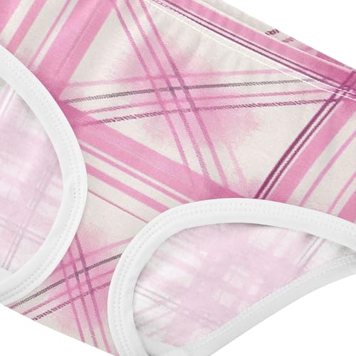 Pink Plaid Pattern File Soft Girls' Panties Toddler Cotton Underwear for Kid in Sizes 2T,3T, 4T, 5T, 6Y and 8Y4