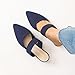 Semwiss Pointed Toe Mules for Women Chunky Low Heeled Sandals Breathable Backless Mesh Knit Slip on Loafers Dark Blue Size 9