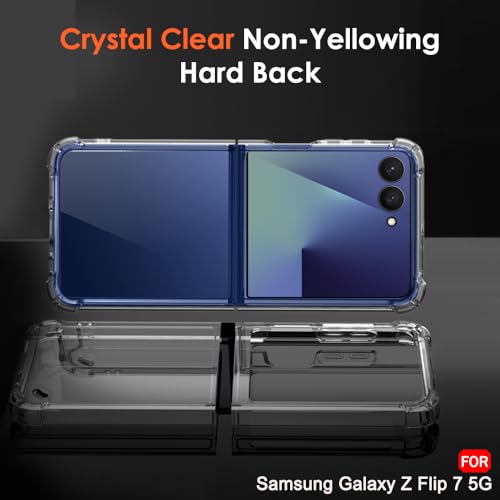 Image of TheGiftKart Crystal Clear Back Cover Case for Samsung Galaxy Z Flip 7 5G | Shock Proof 360 Protection | Hard Clear Back Cover Case for Samsung Galaxy Z Flip 7 5G (PC & TPU, Transparent Bumper)