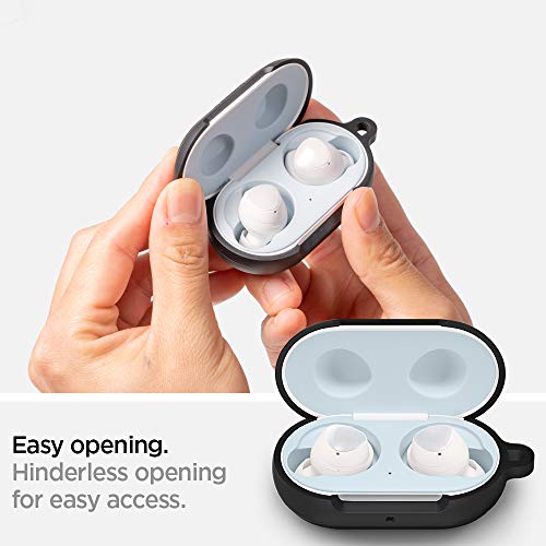 Image of Spigen Silicone Fit | Samsung Galaxy Buds+ / Buds Case Cover [Carabiner Included] [Soft Shell] [Light Compact] Silicone - Black