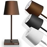charlique® Dinner Light mini, USB Tischlampe aufladbar in braun, dimmbare LED Tischleuchte mit Akku ohne Kabel, indoor und outdoor Tischlicht, auch als Balkon Leuchte ideal