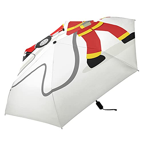 Parapluie anti-UV et forte pluie motif camion de pompier rouge