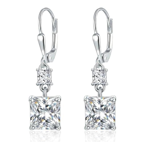 Image of TRUESILVER ACPL 925 Sterling Silver Cubic Zirconia Earrings for Women & Girls | BIS Hallmarked Drop Dangle Leverback Style | Elegant Jewelry Gift for Women
