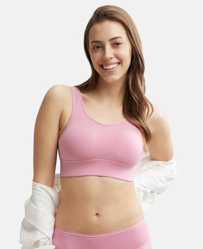 Image of Jockey JW12 Women Wirefree Padded Tencel Lyocell Elastane Stretch Full Coverage Lounge Bra with Stay Fresh Properties and Removable Pads