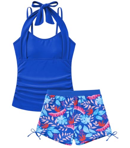 Image of Girls Tankini Swimsuit 2 Piece Halterneck Bathing Suit for Teens Size 7-16