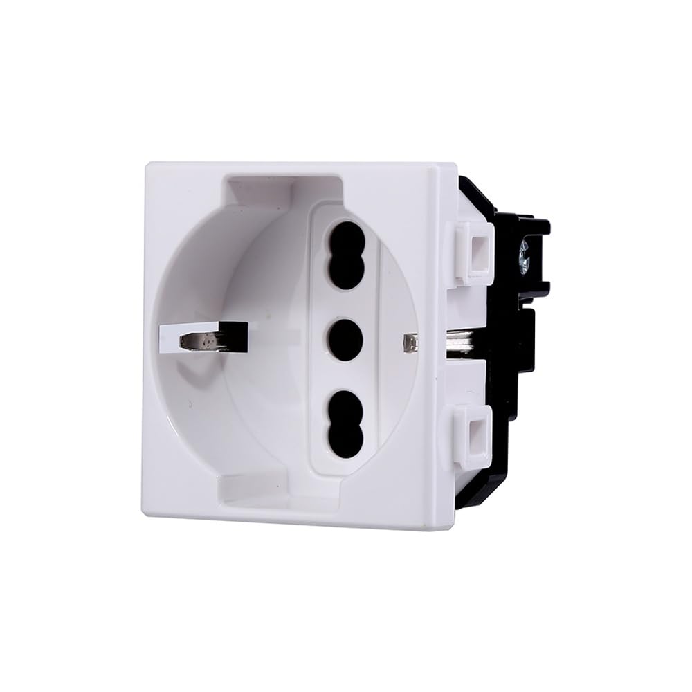 Elektronova Presa schuko 2P+T 10/16A 230V compatibile Bticino Matix di colore bianco - Confezione 10 pezzi