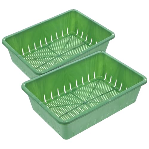 Angoily 2 Stück Anzuchtschalen für Kleine Pflanzen Stapelbare Kunststoff Pflanzschalen mit Drainage Geeignet für Sukkulenten und Sämlinge Pflanzzubehör für Garten und Gewächshaus