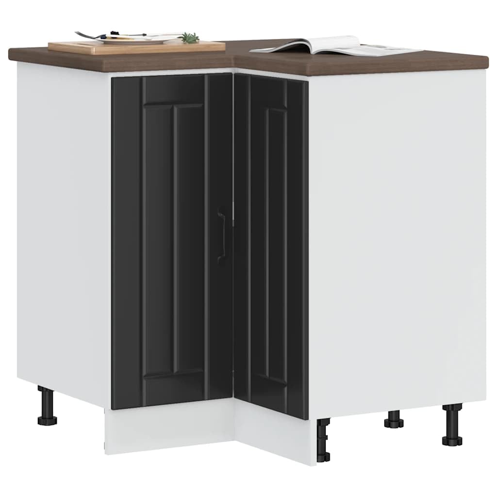 Lucca - Mobiletto angolare da cucina in legno nero, con piedini regolabili, per cucina, sala da pranzo, dispensa, vetrina, multiuso, materiale robusto