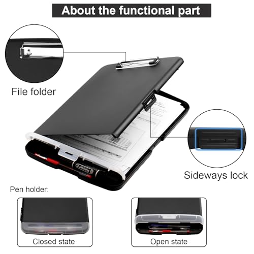 SFLHHDM Clipboard with Storage for Office Supplies Clip Boards 8.5x11 with Storage for Nurse, Side Open Nurse Clipboards Foldable Storage Clipboard, Plastic Clipboards with Low Pro image 4