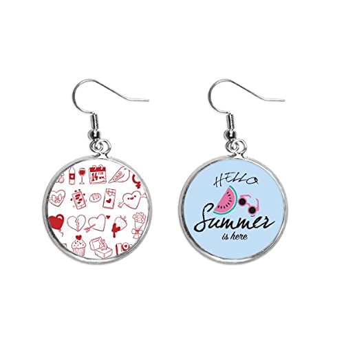Pendientes de sandía y corazones con diseño de pájaro para el verano