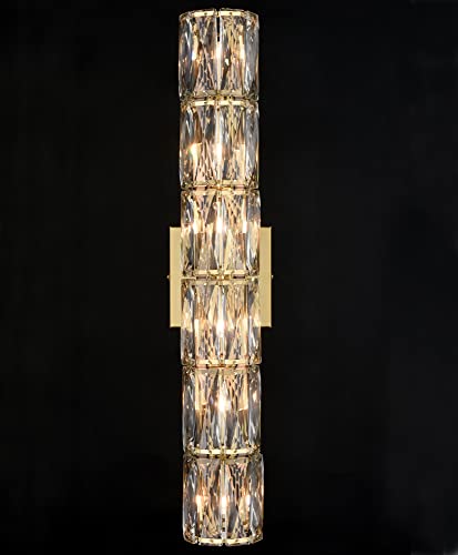 Samteen Crystal Wall Sconce 6-Light Wall Mounted Light Modern Gold Sconce Wall Light Fixtures Crystal Wall Lighting For Bathroom, Living Room, Bedroom, Hallway #TOP6