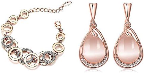 for Women Fashion Jewellery Rose Gold & Earrings Gold (YCFJBR-618CRCLS-RG + YCFJER-01077-RG)