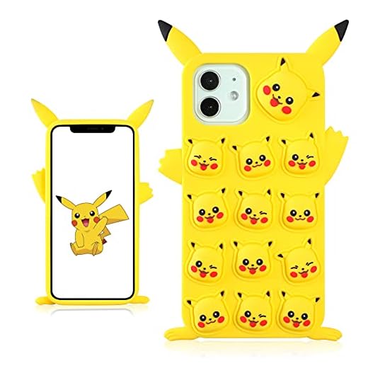sjiwkso for iPhone 11 6.1" Case Silicone Fidget Cute Cartoon Character Fun Funny Design Kawaii Fidgets Cool Phone Cover Cases for Girls Women Kids Soft Unique Bubble Piikaa for iPhone 11
