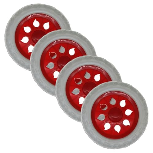 SHINEOFI Ruedas de Repuesto para Carrito de Compras, 4 Piezas Rojas de Alta Resistencia, Accesorio para Carritos y Sillas de Ruedas, Compatible para Uso en Exteriores y Jardinero, Fácil