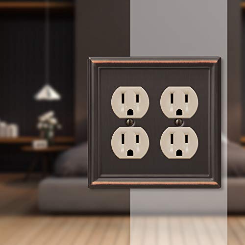 Image of Amerelle 149DDDB Chelsea Wallplate, 2 Duplex, Steel, Aged Bronze, 1-Pack