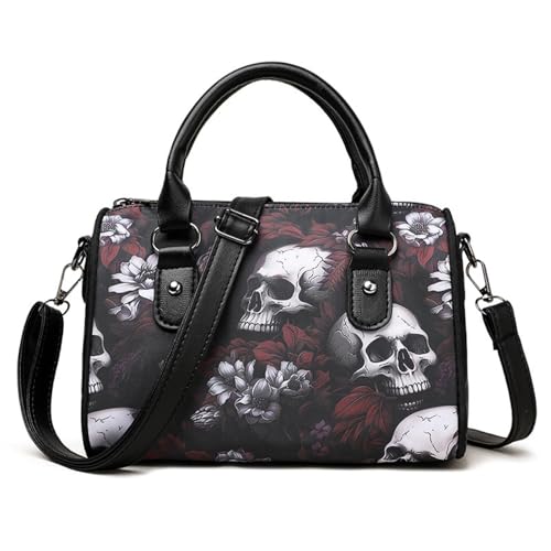 Skull head print women's shoulder bag, PU crossbody bag, suitable for work, travel, dates and banquets