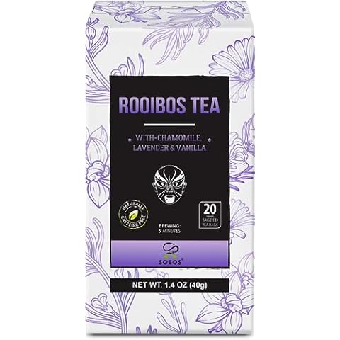 Soeos Rooibos Tea, Chamomile, Lavender and Vanilla, Herbal Tea (20 Teabags), 1.4oz (40g) Cover