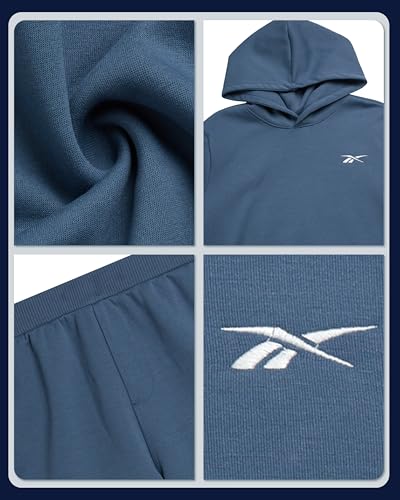 Reebok Boys' Active Shorts Set - 3 Piece Performance Mesh Hoodie Sweatshirt, Gym Shorts, and T-Shirt - Activewear Set (8-12), Size 12, Dusty Blue