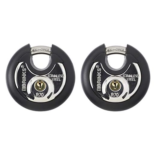 BRINKS - 70mm Commercial Stainless Steel Keyed Discus Padlock, 2-Pack - Stainless Steel Body with Stainless Steel Shackle