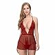 KELITCH Sexy Frauen Dessous Teddy Babydolls Harness Deep V Halter Spitze Hohl Out Unterwäsche Nachtwäsche