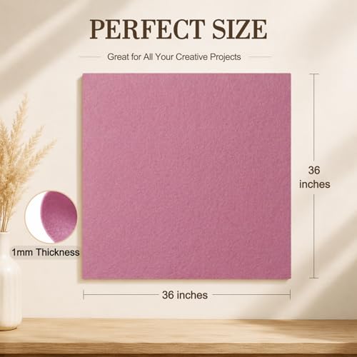 Image of Dusty Pink Large Felt Fabric 36 inch x 36 inch (1 Square Yard), 1mm Stiff Felt Sheet, Nonwoven Fabric for Crafts, DIY Projects, Art, Sewing, Lining & Decorations