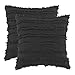 Zi Xi & Zi Qi Juego de 2 fundas de almohada de algodón y lino, corte jacquard borla, funda de almohada para el hogar, decoración del hogar, oficina, sofá, funda de almohada (negro, 45 x 45 cm)