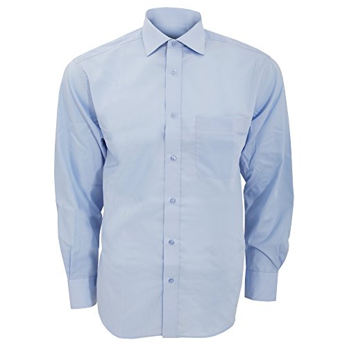 Kustom Kit Men's Premium Non Iron Long Sleeve Shirt with Chest Pocket, Light Blue, 15inch