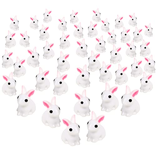 Ccinee 50Pcs Mini Rabbit Miniauter Figures Resin Bunny Figures Micro Fairy Tiny Rabbit Ornaments For Fairy Garden Easter Cake Decoration Easter Egg Fillers Party Supplies #TOP5