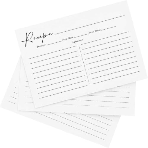 Recipe Cards 4x6 Recipe Cards for Bridal Shower and Weddings Double-Sided 50 Pack Minimalist