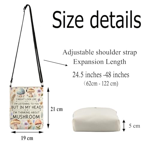 FUSTMW Mushroom Crossbody Bags Cute Mushroom Gifts for Mushroom Lovers Cross Body Bucket Bag with Strap Mushroom Sling Bag2