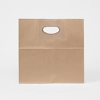 Amazon.co.jp: 紙袋 取っ手穴付き マチあり 角底袋 クラフト お