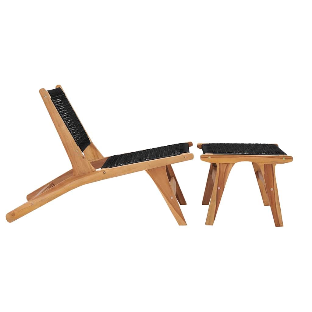 SYDE Sdraio in teak con poggiapiedi rimovibile