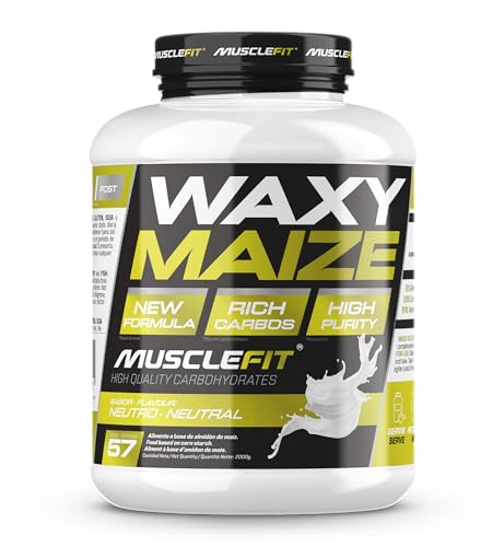 Musclefit Waxy Maize 2kg - Almidón de Maíz Ceroso - Carbohidrato Energético de Bajo Índice Glucémico - Sabor Neutro